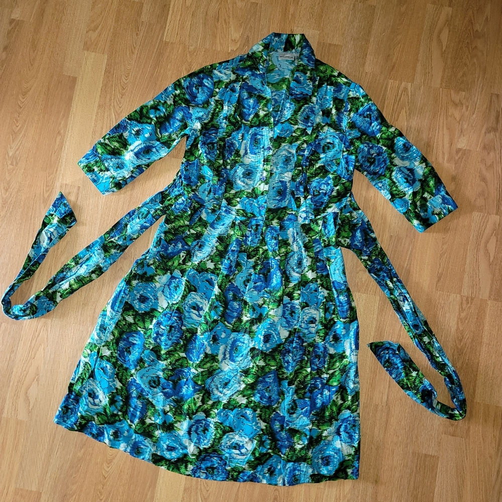 Newport News belted floral 100% cotton midi dress